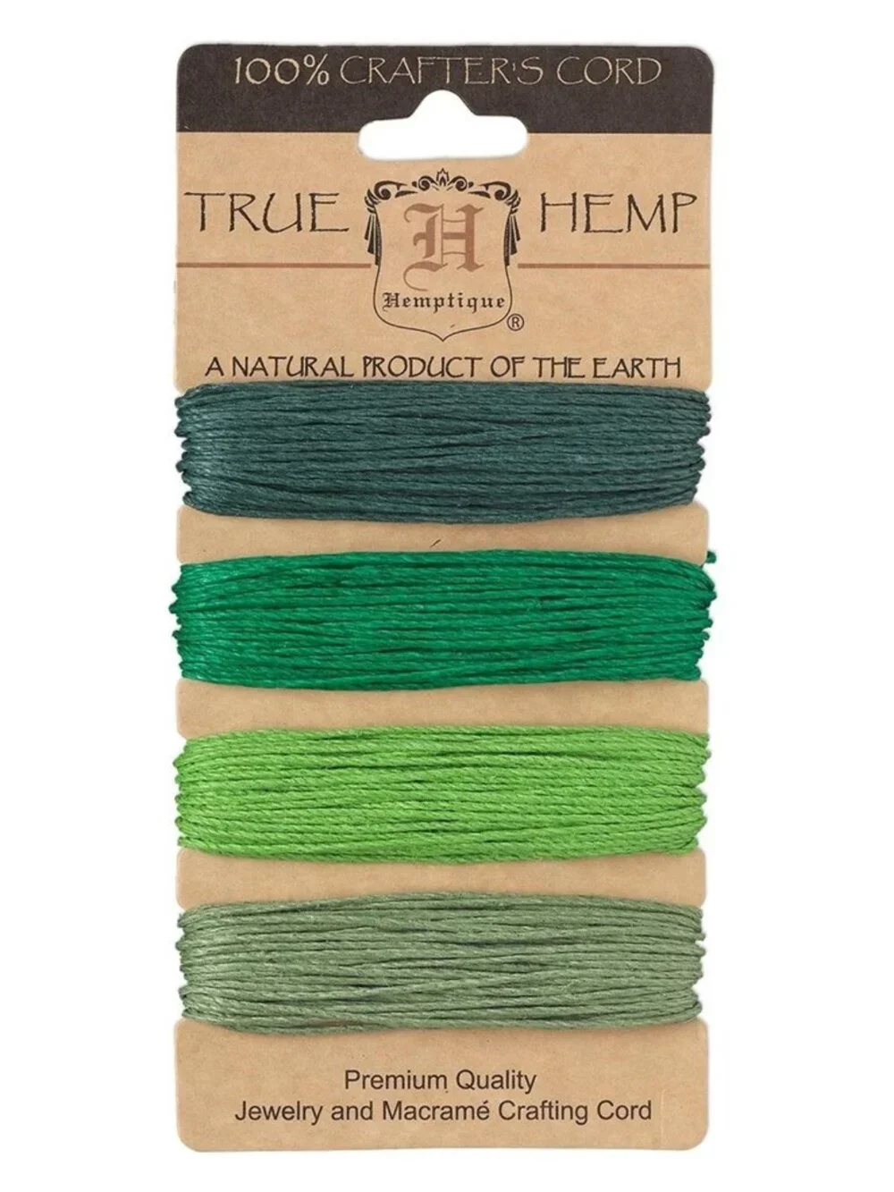 Organic Hemp Variety Pack Jewelry Craft Cord 4 Colors Shades of Green